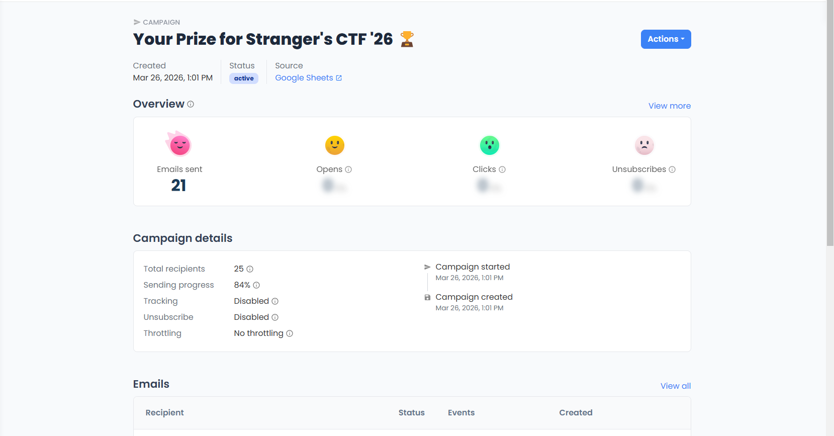 Prize distribution campaign